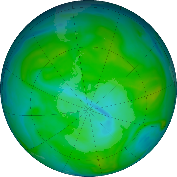 Antarctic ozone map for 27 December 2017
